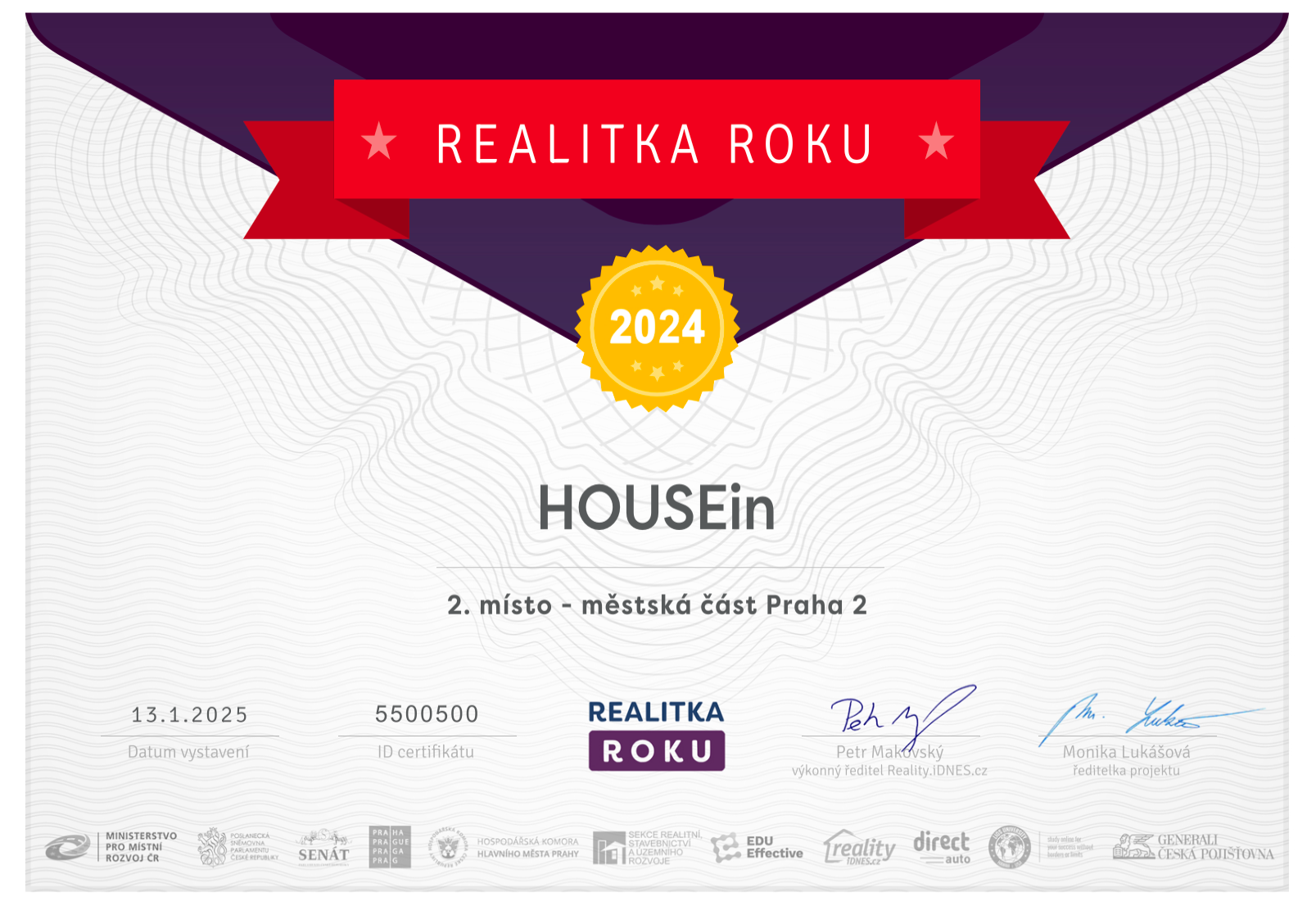 Certifikat HOUSEin