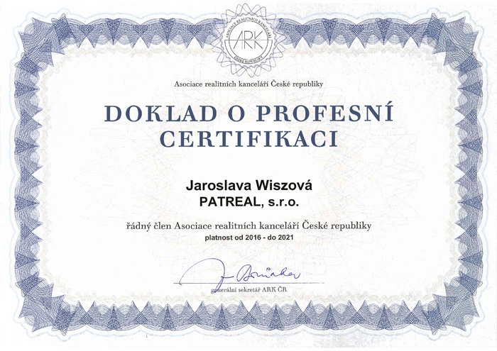 certifikát J