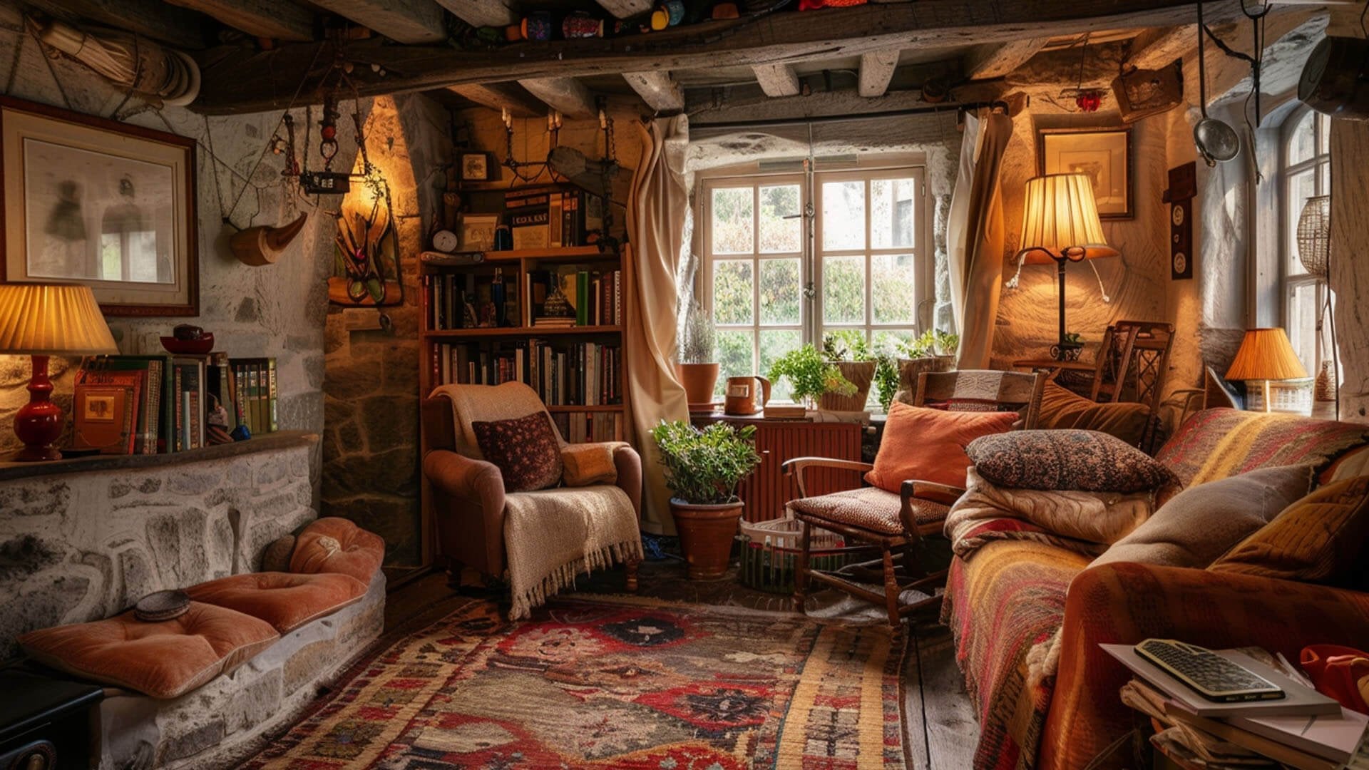 Útulný interiér chaty